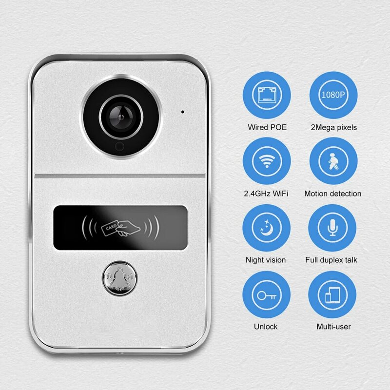 Sonnette vidéo intelligente Tuya, caméra d'interphone vidéo WiFi, sonnette de porte extérieure sans fil, caméra de carte d'identité pour la maison, 1080P