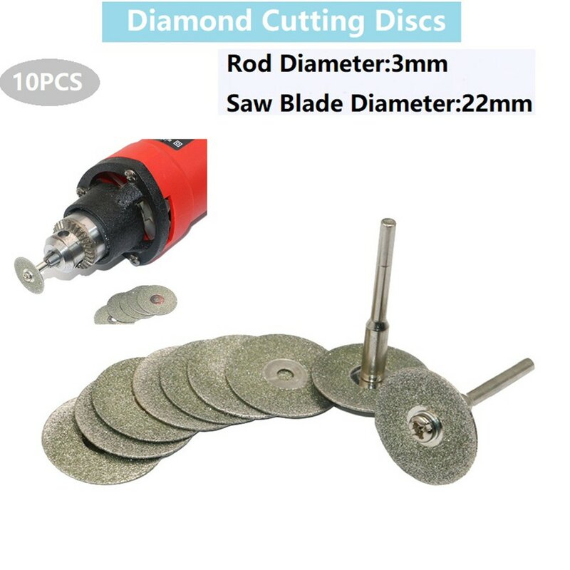 Cutting Blade Disc Drill Rotary Tool Arbor Shafts Cutting Discs 10*Cutting Discs 12PCS/SET 2*Arbor Shafts 22mm 38mm Long
