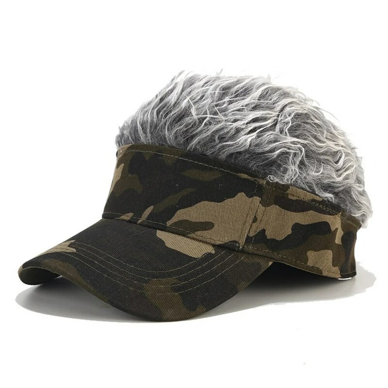 Men's Wig Camouflage Hat Fashion Casual Golf Baseball Cap Multi Color Wig Sun Visor Adjustable Button Sports Rock Punk Style