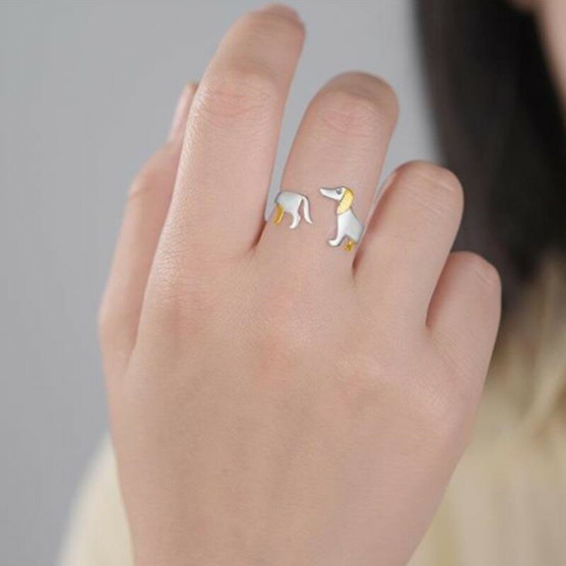 ANENJERY Pet Dog Ring For Women Simple Cute Creative Adjustable Ring Jewelry anillos
