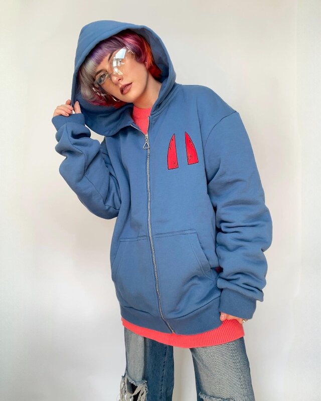 Hoodie ritsleting atas Harajuku Y2K Hip hop gambar Anime pakaian mode pakaian jalanan Sweatshirt ukuran besar atasan Gothic Pria Wanita