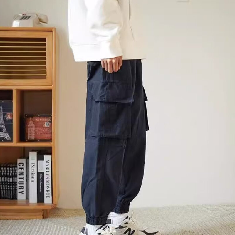 Брюки-карго мужские с несколькими карманами, мешковатые универсальные брюки до щиколотки в японском стиле Харадзюку, популярные осенние штаны