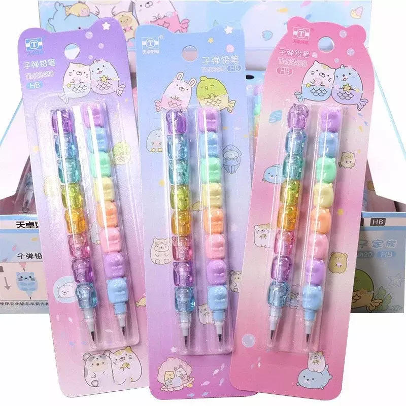 2 szt./opakowanie zwierzęta kreskówkowe ołówki mechaniczne ołówek bez ostrzenia Kawaii HB do do pisania koreańskie papeterii dla dzieci