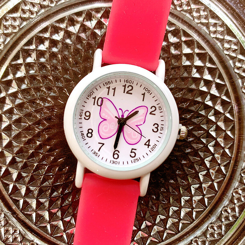 2023 nowy świecący w ciemności silikon z motylem zegarek dla dzieci dziewczyna fluorescencyjny galaretka wodoodporny zegarek kwarcowy sprzedaż hurtowa