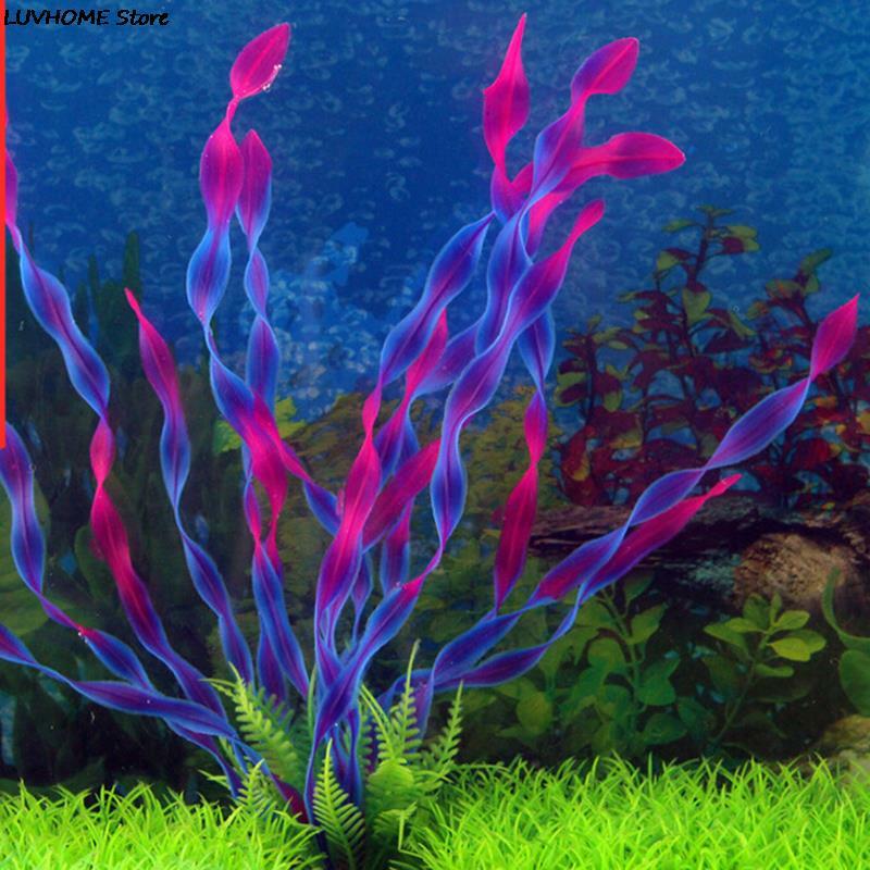 Tanaman air rumput tanaman dekorasi akuarium, tanaman tangki ikan ornamen bunga dekorasi aksesoris akuatik