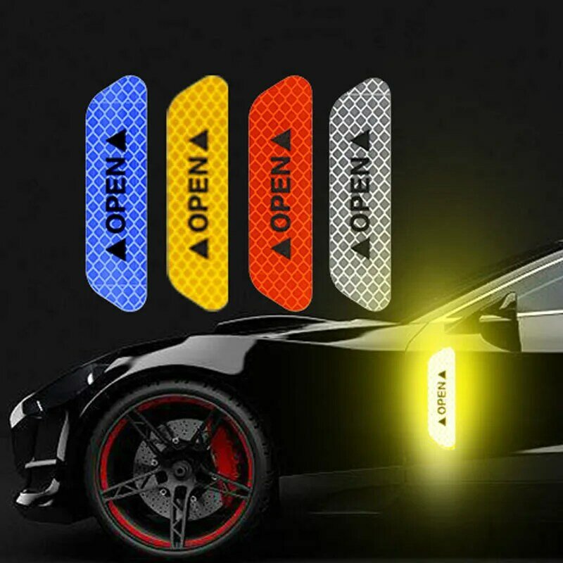 4pcs Hot Sale Personality Car Stickers Body Reflective Safety Stickers Reflective Safety Warning Conspicuity Tape Film Sticker