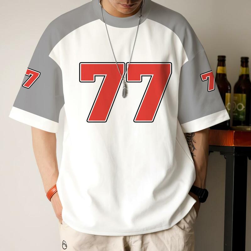 Camiseta estampada em retalhos 3D masculina, manga curta, tops de rua, camisetas de hip hop, roupas extragrandes, moda