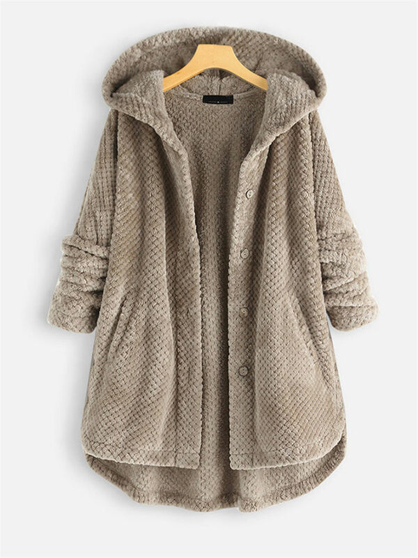 Женское двустороннее флисовое пальто с капюшоном, размеры 5XL