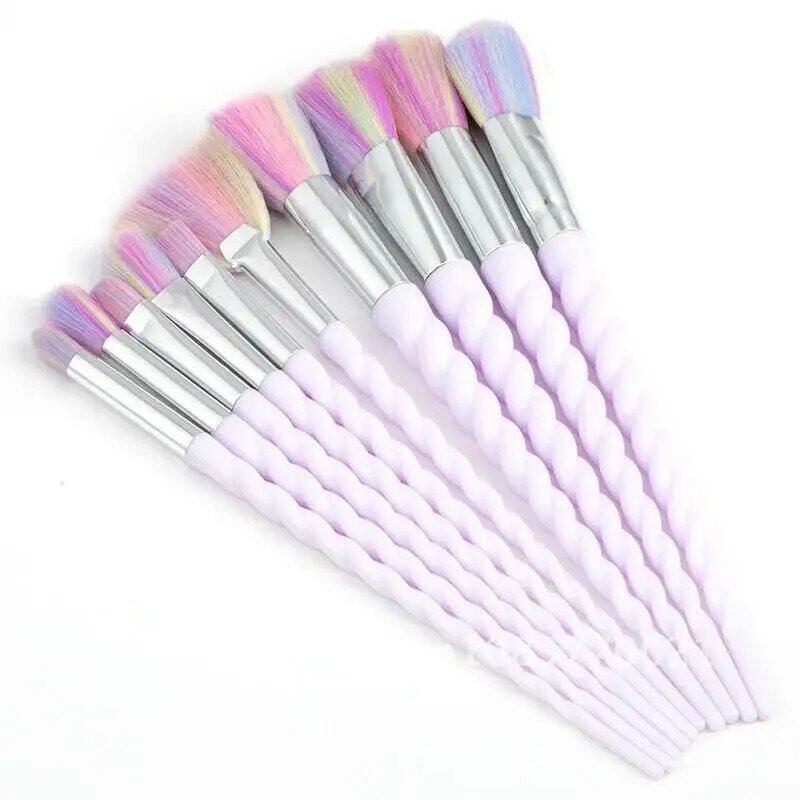 Set di pennelli per trucco unicorno 10 pezzi Maquiagem Foundation Powder Cosmetic Blush Eyeshadow Women Beauty Glitter Make Up Brush Tools