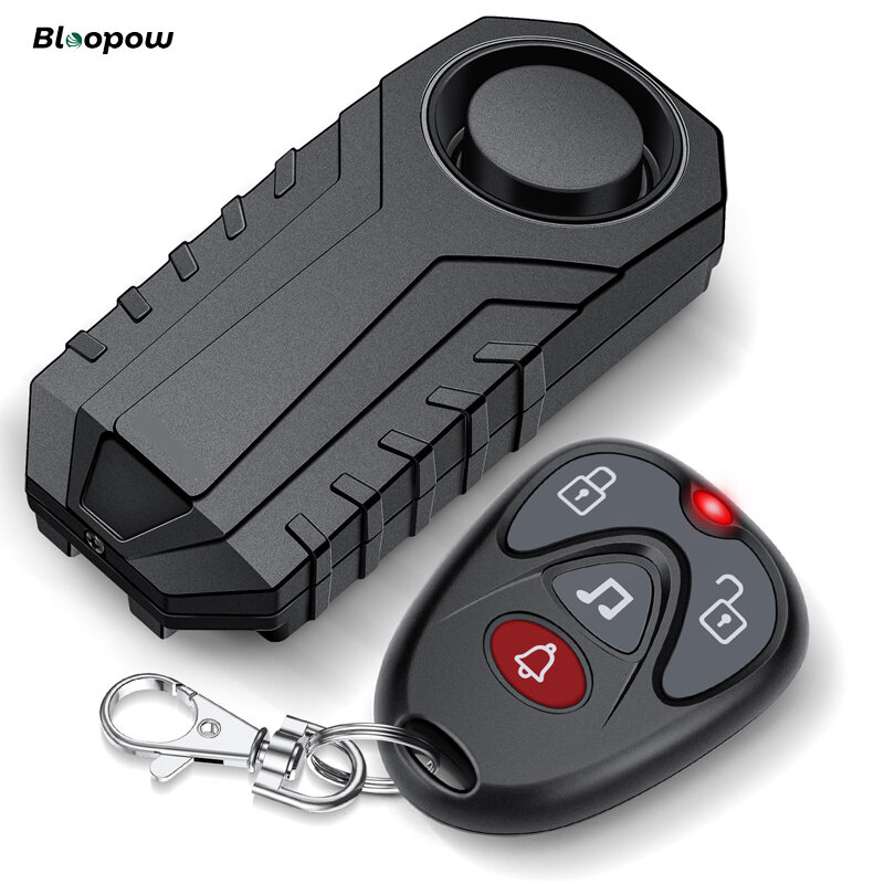 Bloopow 113dB Loud Anti Theft Vibration Sensor Alarm Systems for  Motorcycle Waterproof Electric Bike Security Alarm with Remote