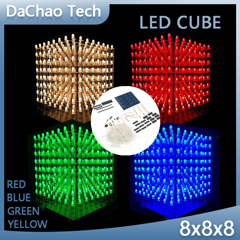 LED 큐브 키트 DIY 전자 키트, 미니 LED 조명 큐브, DIY 납땜 프로젝트 키트, 8x8x8