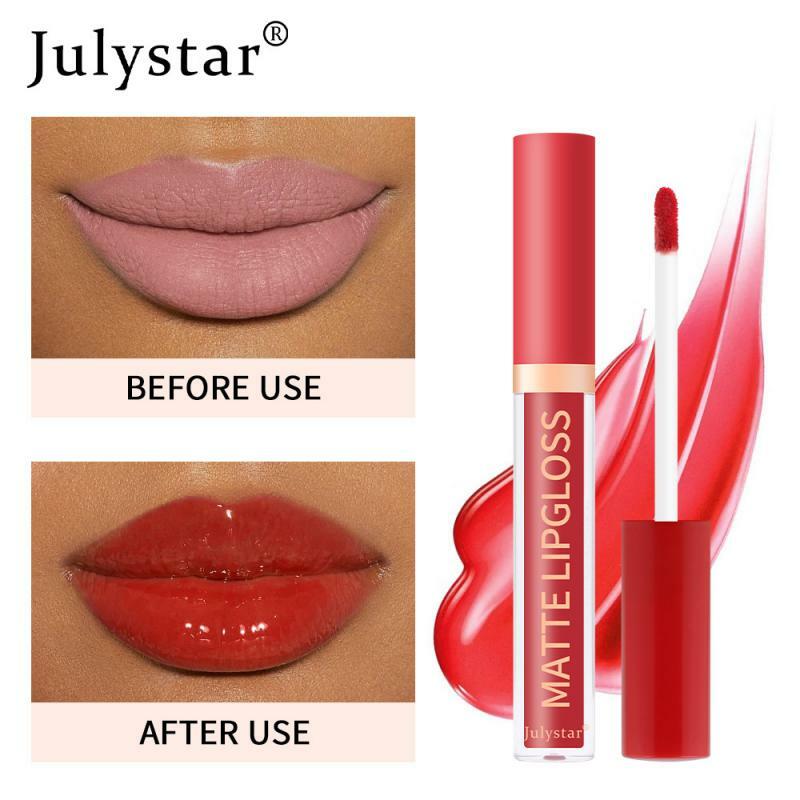 Julystar lipstik Lip Gloss cermin 12 warna, kosmetik riasan wanita, Lip Gloss berkilau tahan air dan tahan lama