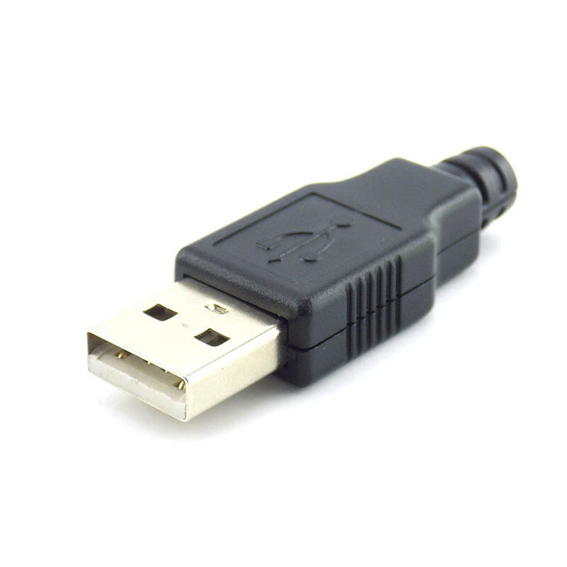 2.0 USB Type A 2.0 USB ขั้วต่อหลอดไฟ LED พร้อมฝาครอบพลาสติกสีดำขั้วต่อปลั๊ก4ขาแบบ DIY