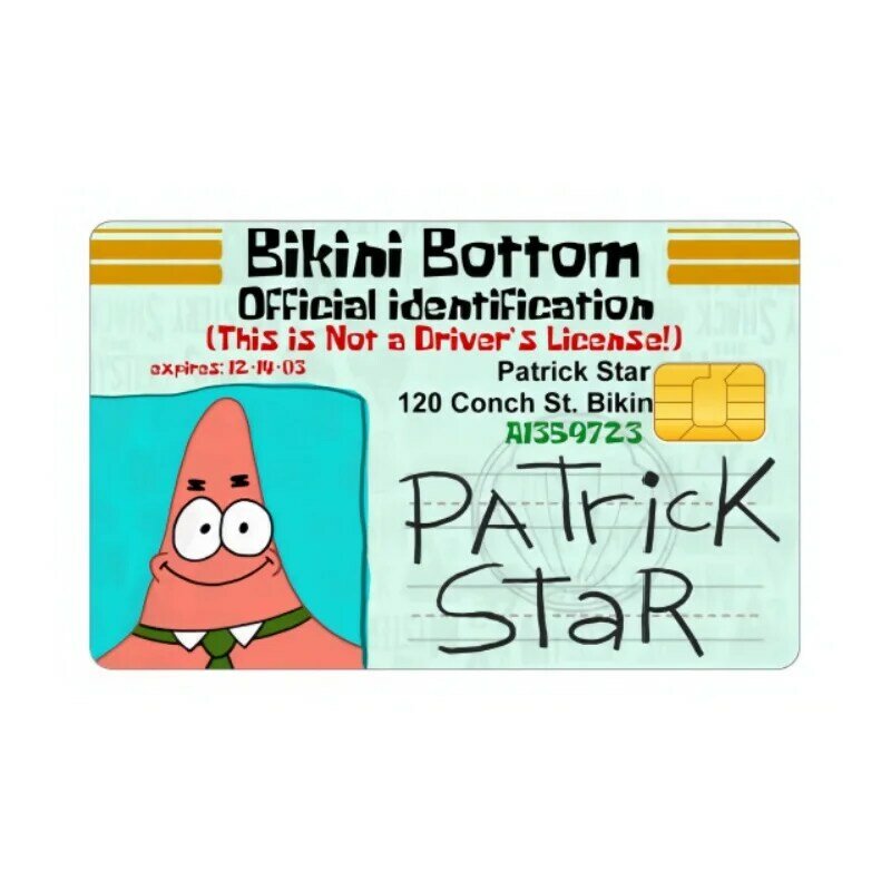 Anime Spongebob Squarepants Patrick Star Squidgard Tentaces adesivi per carte di credito Bus Card Bank Card Decoration antigraffio