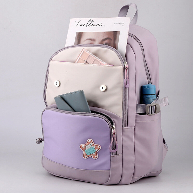 Mochilas escolares leves impermeáveis para meninas adolescentes, bolsas de viagem casuais femininas, mochilas escolares de grande capacidade, moda
