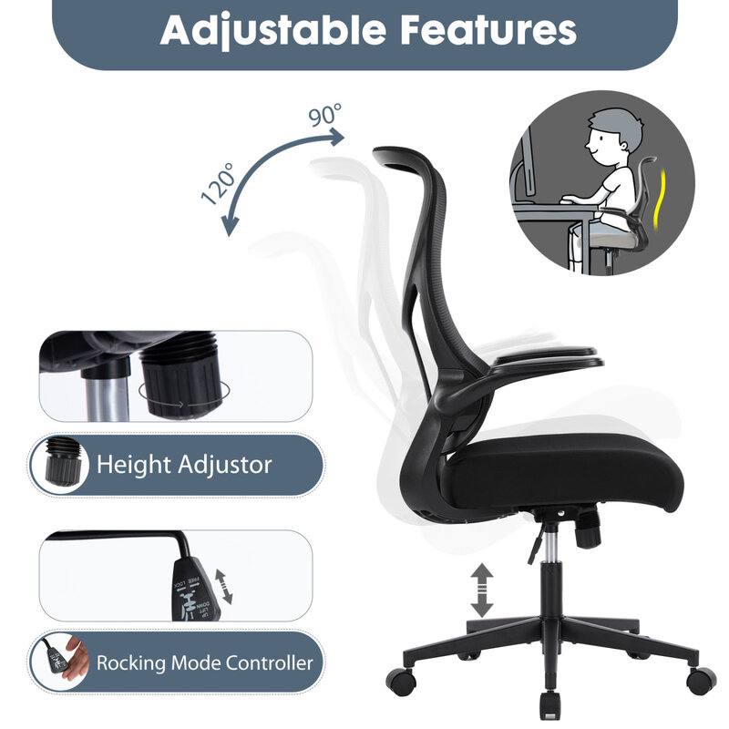 Cómoda y elegante silla de oficina ejecutiva de espalda alta, con malla transpirable, para escritorio de ordenador