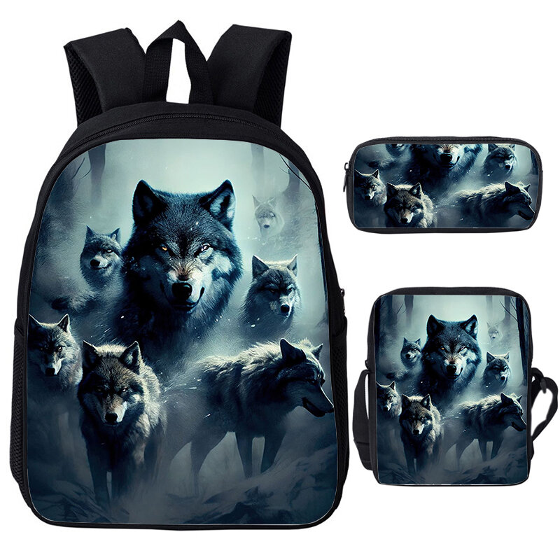 Cool Wolf zaino animal 3D Print school bag studenti Bookbag ragazzi ragazze borsa Laptop Daypack borse a tracolla astuccio 3 pz/set