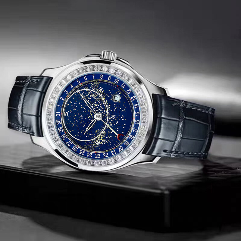 Классические 18K золотые часы, мужские роскошные часы со льдом, полностью алмазные мужские часы, полностью стальные модные кварцевые часы, му...