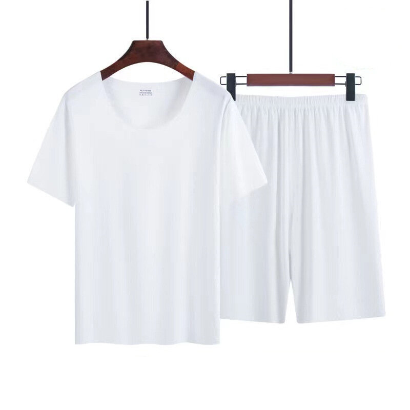 Fashion Summer Cool Ice Silk Solid pigiama set per uomo pantaloni donna Sleepwear Big Yards 4XL Loose Home Wear Lounge Nightwear