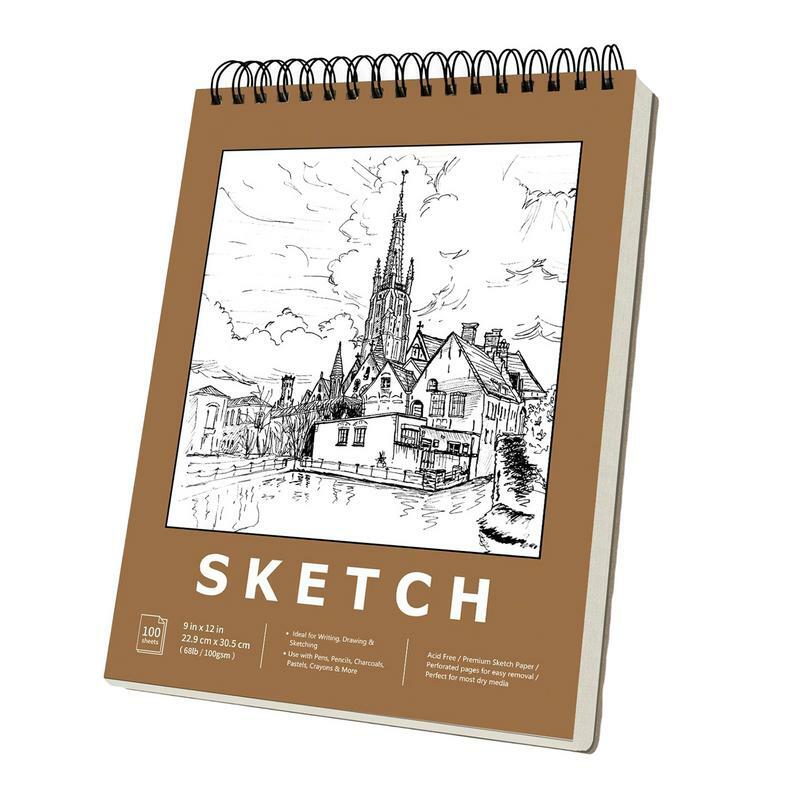 Espiral Bound Sketchbook para desenho, Esboço Espessado Pad, Suprimentos Multifuncionais Pintura
