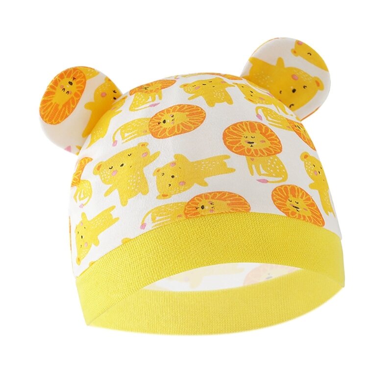 Cotton Newborn Baby Hat Neonatal Printed Fetal Cap with Adorable Cartoon Print
