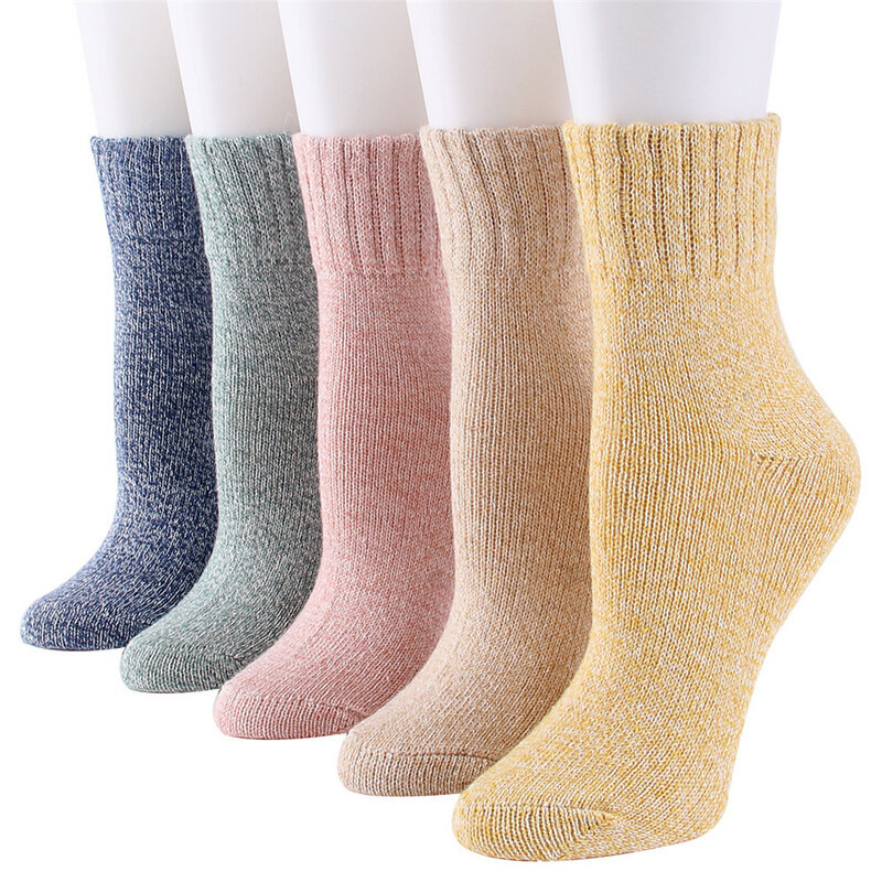 5 Paar Winter Herren Merinowolle Socken super dicke warme hochwertige Harajuku Retro Schnee lässig Frostschutz mittel Kaschmir Socken Männer neu