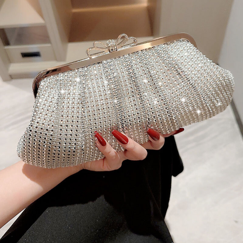 Luxury rhinestone banquet women bag with sparkling inlaid diamond evening bag fashion and versatile dress crossbody bag clutch