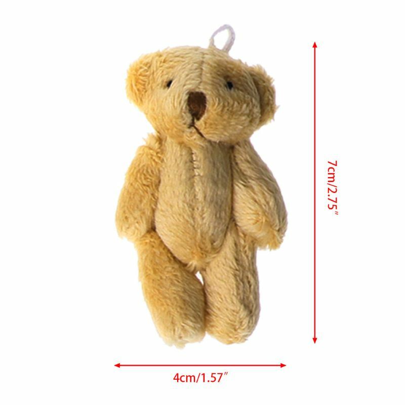 Plush Joint Bear Figure Lovely Mini Keychain Pendant for Handbag Purses Accs