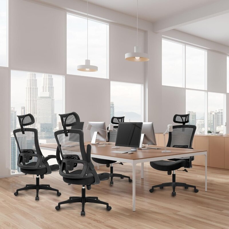 Reposacabezas de malla de espalda alta para oficina, altura ajustable y diseño ergonómico, escritorio de computadora para el hogar, soporte Lumbar ejecutivo