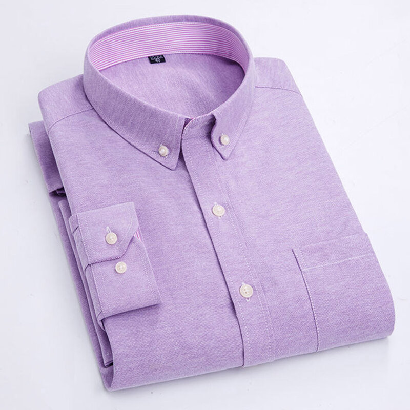 Мужская рубашка с длинным рукавом, осенняя рубашка из ткани Оксфорд в Корейском стиле, деловая рубашка для отдыха, для путешествий, покупок, для работы
