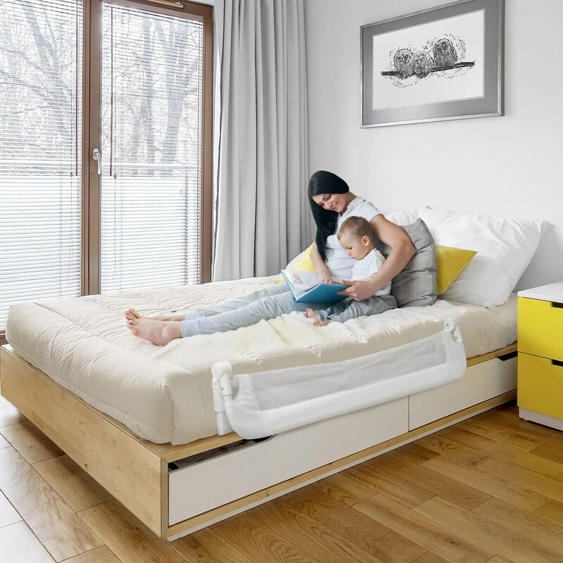Babyjoy-Protector de riel de cama de seguridad transpirable para niños pequeños, 48 ", blanco