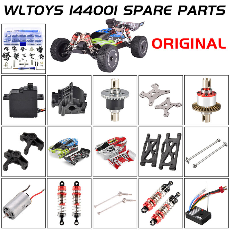 Pièces de rechange de voiture WLtoys RC 144001 1/14, pièces de rechange de voiture récepteur Servo moteur/bras pivotant/coque de voiture