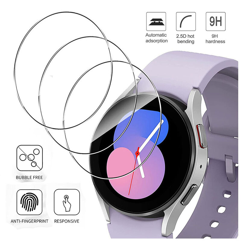 3-12Pcs Tempered Glass Film For Samsung Galaxy Watch 5 Pro 45mm Clear Screen Protector Film for Galaxy Watch 5 44mm 40mm