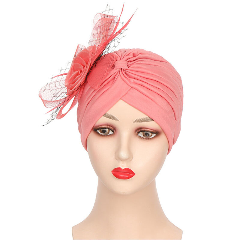 Kelembutan nyaman topi Turban Hijab Muslim Bonnet bunga untuk wanita topi kupluk Kemo kanker penutup kepala Turban sudah simpul