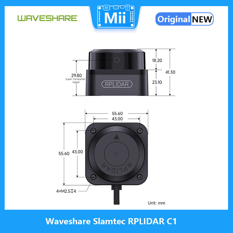 Waveshare-Sensor de rango láser Slamtec RPLIDAR C1, Lidar omnidireccional de 360 °, nivel milimétrico de alta definición