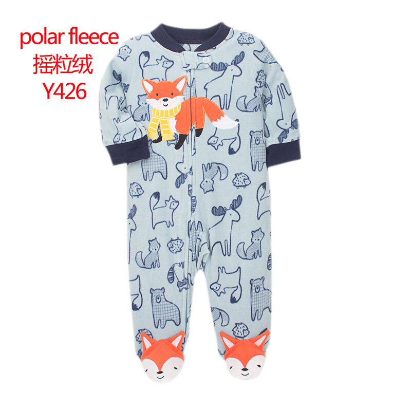 Dziecko piżamy Zipper polar noworodka dziewczyny Romper ciepłe zimowe bielizna kombinezony jednoczęściowe chłopcy stroje ciężarówka niemowląt ubrania