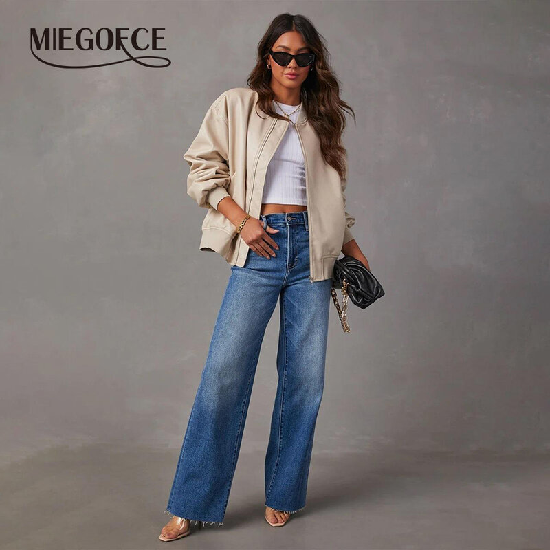 MIEGOFCE Autumn Winter European And American Style PU Leather Jacket, Motorcycle Coat, Faux Leather Zipper Women Clothes SU3600