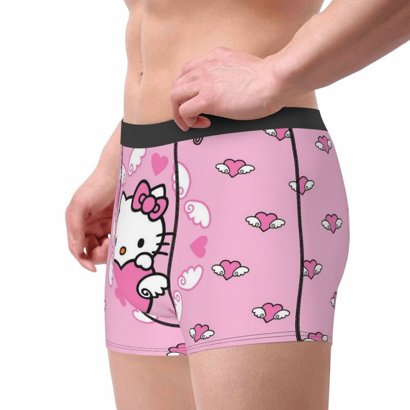 Hello Kitty Men Kawaii Sanrio Hellokitty Boxer Slips Slip Mid Taille Ondergoed Homme Nieuwigheid Plus Size Lange Onderbroek