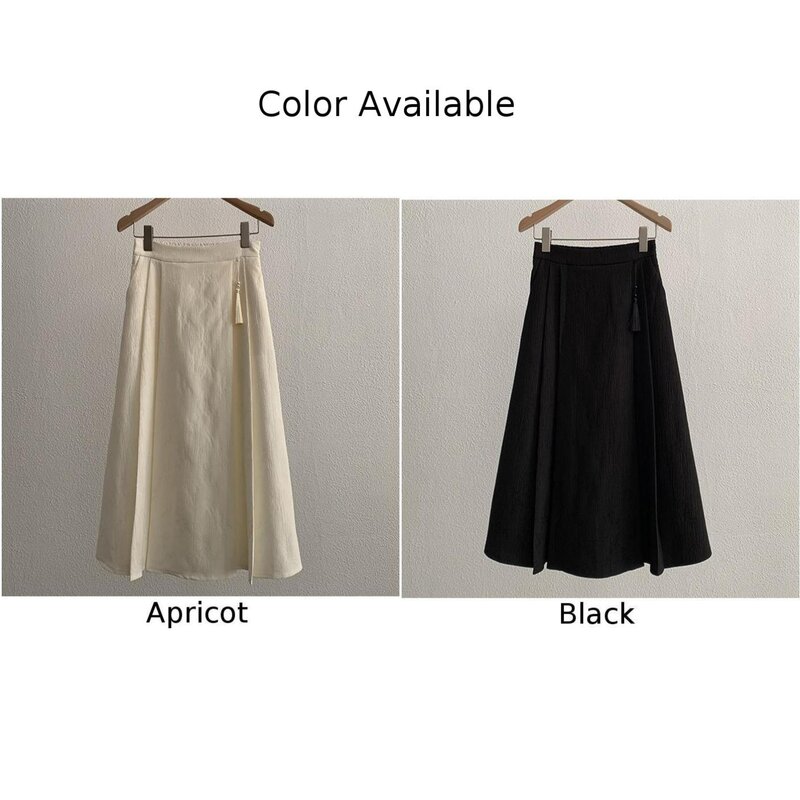 Traditional Chinese Style Horse Face Jacquard Skirt Women's Retro High Waist Wide Skirt with Large Hem and Pendant Decoration