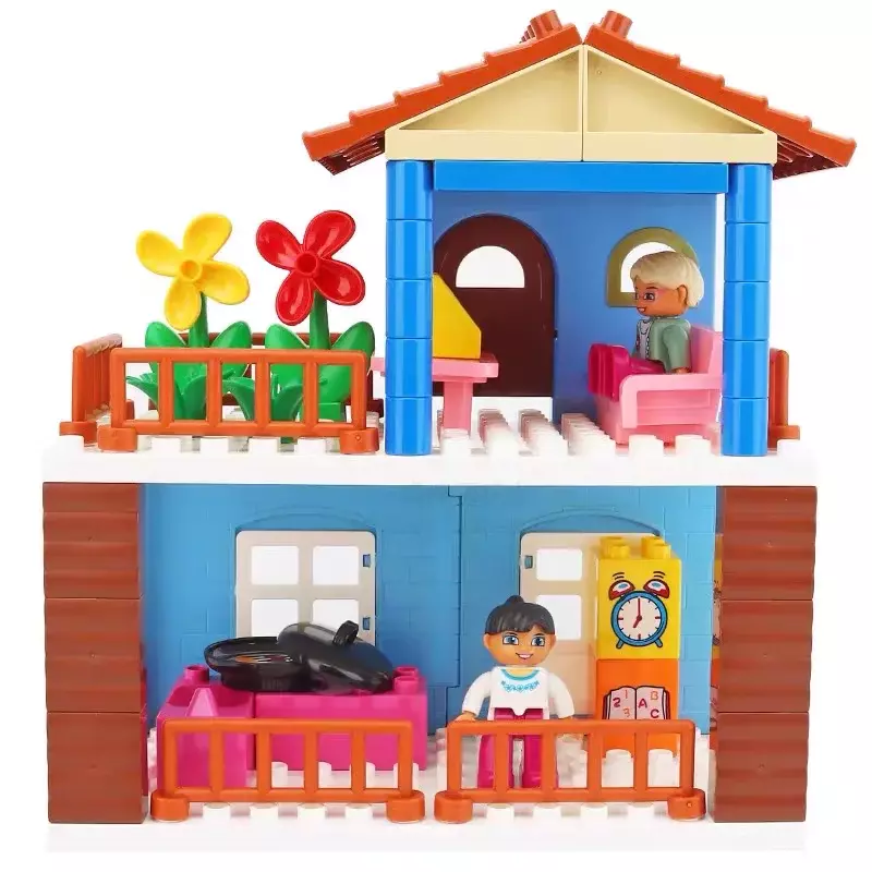 Blok Bangunan Besar Aksesoris Furnitur Rumah Bermain Tempat Tidur Perkakas Dalam Ruangan Kompatibel Bata Besar Merakit Mainan Hadiah Anak-anak Anak-anak