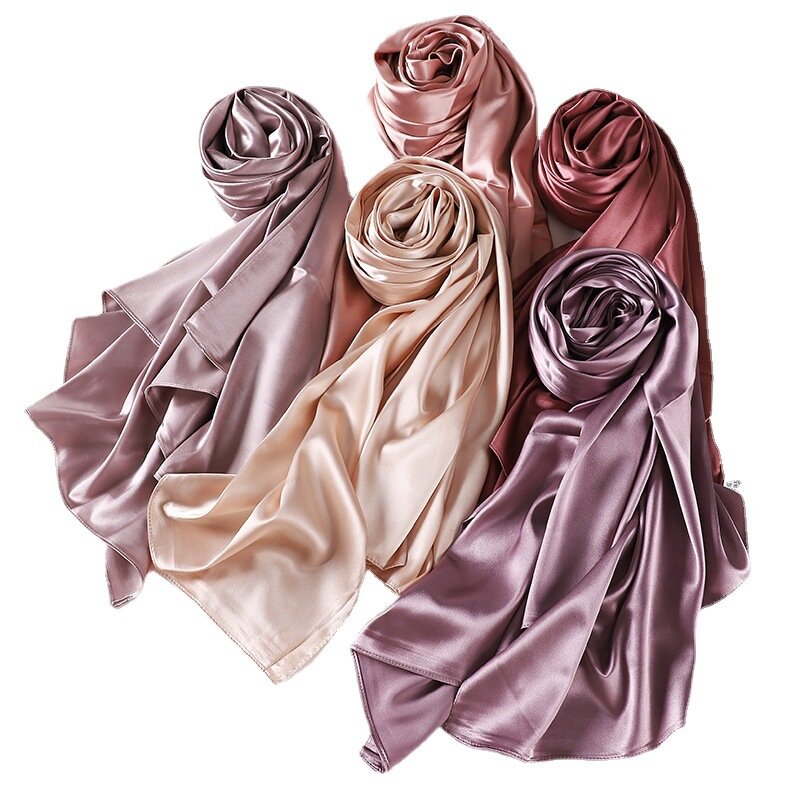 Bufanda Hijab de seda de imitación para mujeres musulmanas, chal liso, turbante de Ramadán, estilo Premium, nuevo