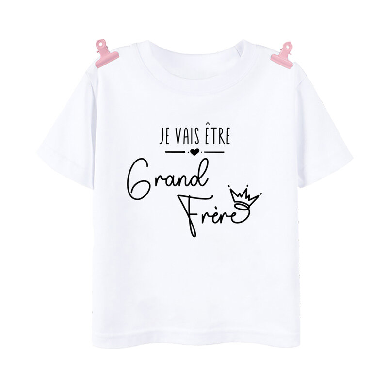Big Sister Big Brother in Progress French Printed T-shirt Pregnant  Announcement Shirt  Kids Tshirt Tops Boys Girls Summer Tee