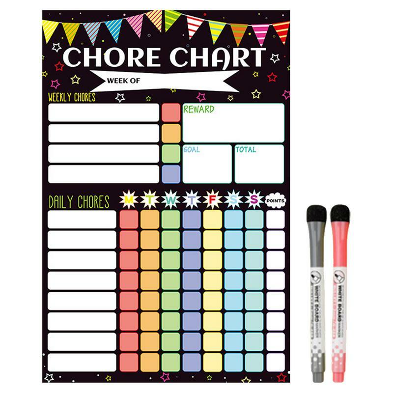 Kids Schedule Board For Home 11.81x7.87inch Dry Erase Chore Chart For Fridge Magnetic Chore List Dry Erase Board Set With 2 Fine