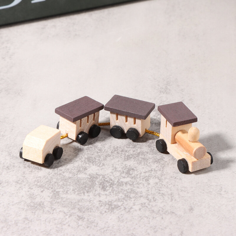 1 szt. 1:12 miniaturowy domek dla lalek drewniany pociąg Mini ozdoby dziecko udaje, że gra w akcesoria do domu