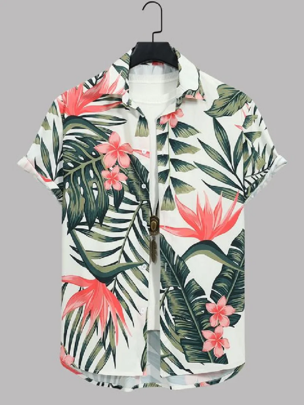 قالب:Botanical Floral Print Men's and Women's Summer Pattern Button-Down Short Sleeve Shirts Fashionable Seside Beach Lapel Tops (باللغة الإنجليزية)