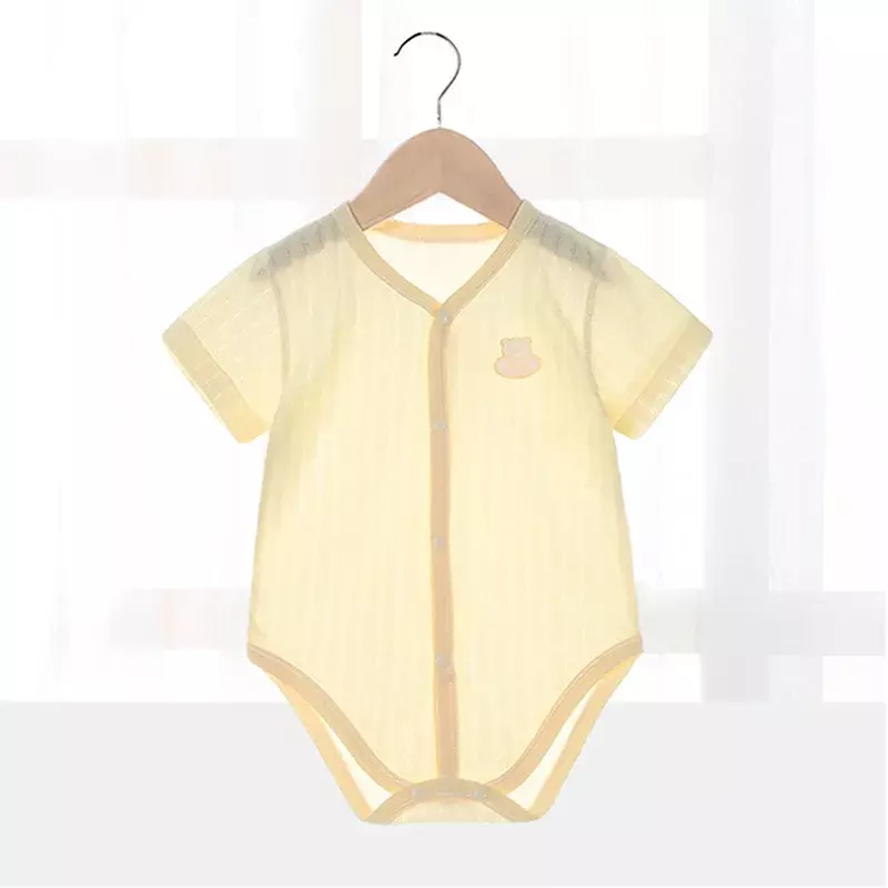 Комбинезон для новорожденных, тонкая одежда для малышей, сумка, забавное пальто, хлопковое летнее треугольное платье, костюм для ползания с коротким рукавом