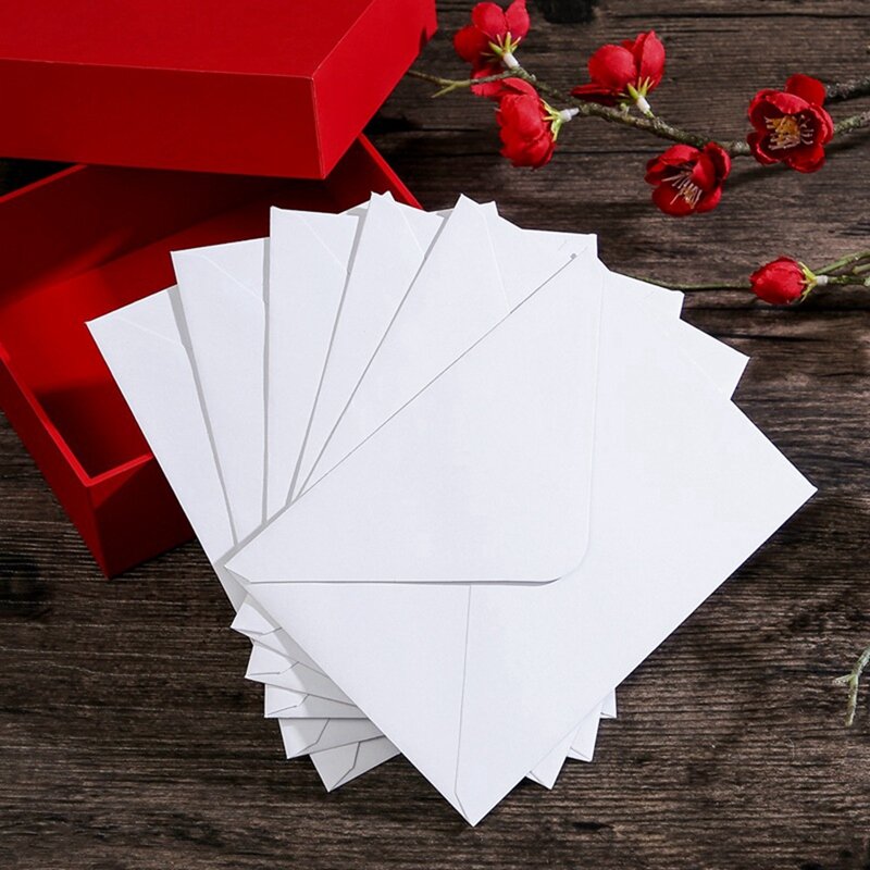 ซองจดหมายสีขาว100ซองสำหรับเชิญงานแต่งงานประกาศเบบี้ชาวเวอร์