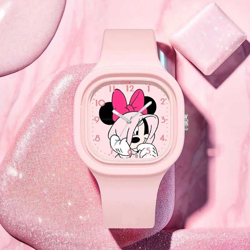 Disney-子供のためのミッキーとミニーのミッキーの時計,クォーツ時計,女の子のためのかわいい時計,子供のためのおもちゃのアクセサリー