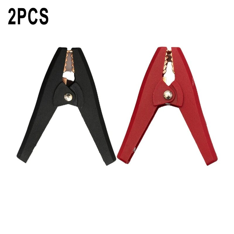 2PCS Insulated Alligator Clips 100A 90mm Black & Red Car Battery Clips Plastic Handle Test Probe Cable Connectors Clips