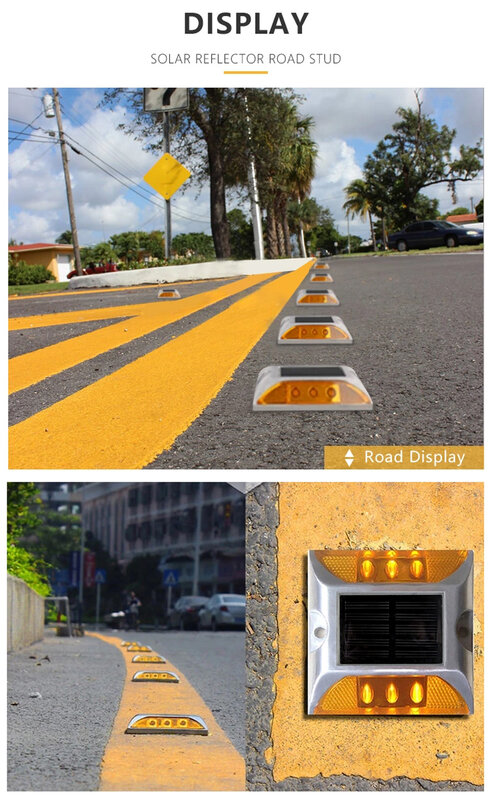 Alumínio Reflexivo Cat Eye Solar Road Stud, Quadrado, Alto Brilho, Ip68 Piscando ou Always-On Traffic Marker Light, Popular